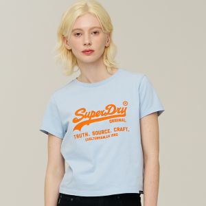 SUPERDRY 韓版 女款 短Tee 短袖T恤 Vintage Logo 藍