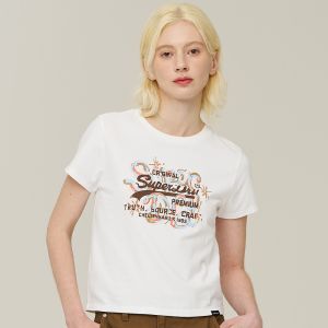 SUPERDRY 韓版 女款 短袖T恤 短Tee Vintage Art 白