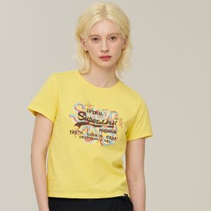 SUPERDRY 韓版 女款 短袖T恤 短Tee Vintage Art 黃