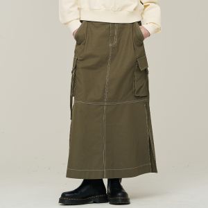 SUPERDRY 韓版 女款 長裙 工裝 Long Cargo 橄欖