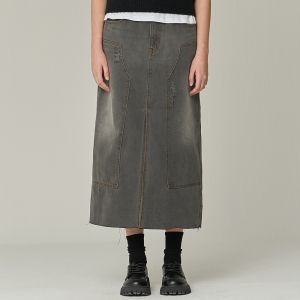 SUPERDRY 韓版 女款 A字裙 牛仔裙 長裙 Denim Carpenter 黑