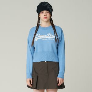 SUPERDRY 韓版 女款 短版 針織衫 Essential 藍