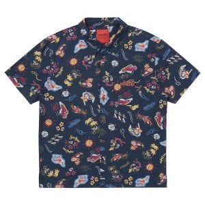 SUPERDRY 韓版 中性款 男女適穿 短襯衫 Farm Surf Hawaiian 海軍藍