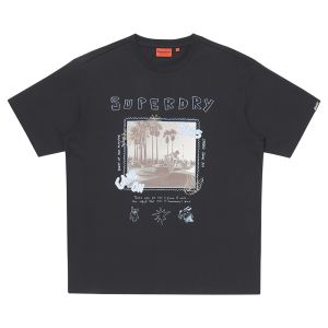 SUPERDRY 韓版 中性款 男女適穿 短袖T恤 短Tee Summer Skating 黑