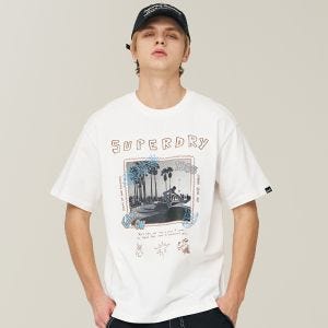 SUPERDRY 韓版 中性款 男女適穿 短袖T恤 短Tee Summer Skating 白