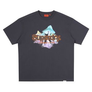 SUPERDRY 韓版 中性款 男女適穿 短袖T恤 短Tee Mushroom Logo 黑