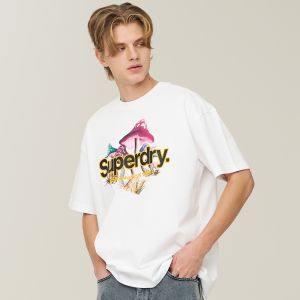 SUPERDRY 韓版 中性款 男女適穿 短袖T恤 短Tee Mushroom Logo 白