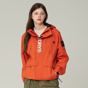 SUPERDRY 韓版 中性款 男女適穿 防風外套 長袖外套 Signature Wind Cheater 橘