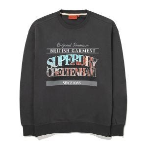 SUPERDRY 韓版 中性款 大學T 圓領套頭衫 Cheltenham 深灰