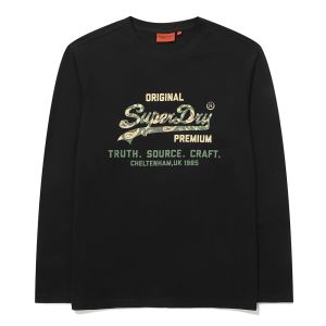 SUPERDRY 韓版 中性款 男女適穿 長Tee Regular Fit Paisley 黑