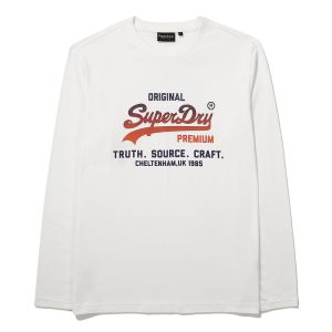 SUPERDRY 韓版 中性款 男女適穿 長Tee Regular Fit Gradation 白
