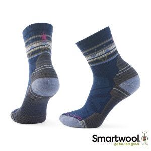 Smartwool 女 機能 戶外 全輕量減震 民族風 印花 中筒襪 靛藍色