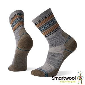 Smartwool 機能戶外全輕量減震條紋印花中長襪 淺灰