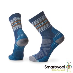 Smartwool 機能戶外全輕量減震條紋印花中長襪 靛藍色