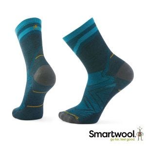 Smartwool 男 機能 跑步 超輕減震 印花 中筒襪 暮光藍