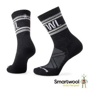 Smartwool 局部輕量減震條紋運動中長襪--SMRTWL 復古條紋 黑色