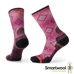 Smartwool 女機能戶外全輕量減震中長襪-磁磚印花 粉霧紫