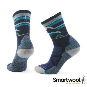 Smartwool 女 機能 戶外 全輕量減震 中長襪-山間明月 深海軍藍