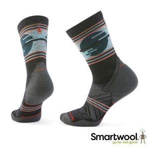 Smartwool 女 機能 越野跑 局部輕量減震 中長襪-落日時分 炭黑色
