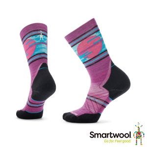 Smartwool 女機能越野跑局部輕量減震中長襪-落日時分 粉霧紫