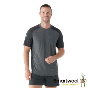 Smartwool 男美麗諾羊毛運動型網眼短袖 炭黑色
