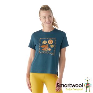 Smartwool 女塗鴉短Tee/守護鷹 暮光藍