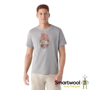 Smartwool 塗鴉短Tee/棕熊Logo 淺灰色