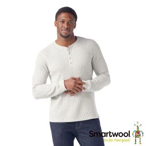 Smartwool 男 亨利衫 亨利領-華夫格 長袖 上衣 淺霧灰