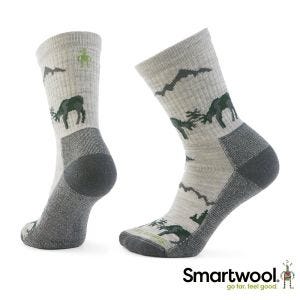 Smartwool 中性 日著 中長襪-HornsClash 塵灰色