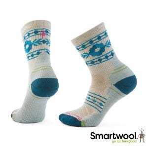 Smartwool 女 機能 戶外 全輕量減震 中筒襪-RetroFloral 米白