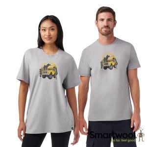 Smartwool 中性款塗鴉短Tee/露營車 淺灰色