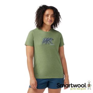 Smartwool 女塗鴉短Tee/花熊熊 蕨綠