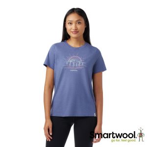 Smartwool 女塗鴉短Tee/日出山線 暮藍