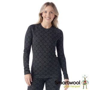 Smartwool 女 Thermal 美麗諾羊毛 圓領 長袖T 雪花黑灰