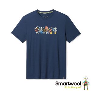 Smartwool 塗鴉短Tee/鮮花綻放LOGO 深海軍藍