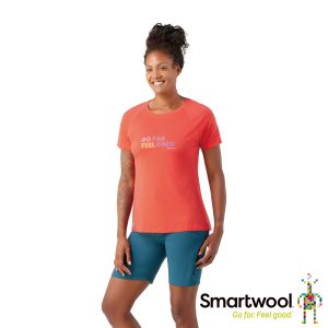 Smartwool 女塗鴉運動型超輕短Tee/GO FAR FEEL GOOD 熱情紅