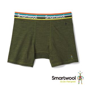 Smartwool 男美麗諾羊毛運動型四角褲 苔綠色