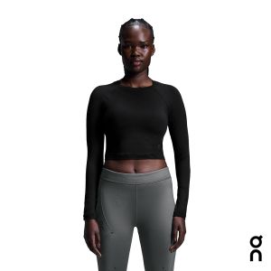 【瑞士 On 昂跑】女 Studio 運動短版長袖 新年款 黑