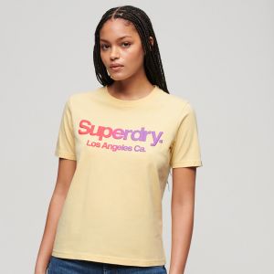 SUPERDRY 女裝 短袖T恤 Tonal Rainbow Core Relaxed 黃