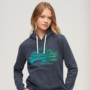 SUPERDRY 女裝 連帽套頭衫 帽T Tonal VL Hoodie 靛藍