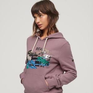 SUPERDRY 女裝 帽T 連帽套頭衫 Japanese VL Hoodie 綠藍/紫丁香