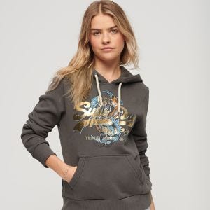 SUPERDRY 女裝 帽T 連帽套頭衫 Japanese VL Hoodie 綠藍/深灰