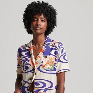 SUPERDRY 女裝 短袖襯衫 Vintage Beach Resort 紫橘白