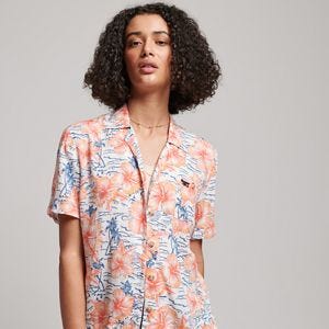 SUPERDRY 女裝 短袖襯衫 Vintage Beach Resort 藍粉