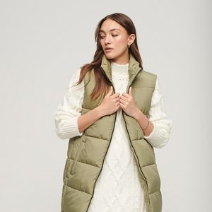 SUPERDRY 女裝 保暖背心 Longline Quilted Gilet 綠