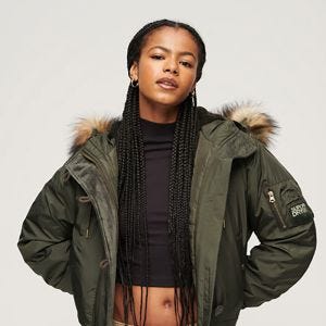 SUPERDRY 女裝 長袖 保暖外套 Military Hooded MA1 Bomber 卡其綠